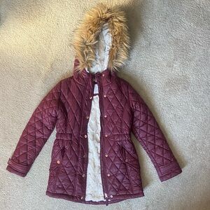 SO winter coat, kids size 7/8, maroon/burgundy